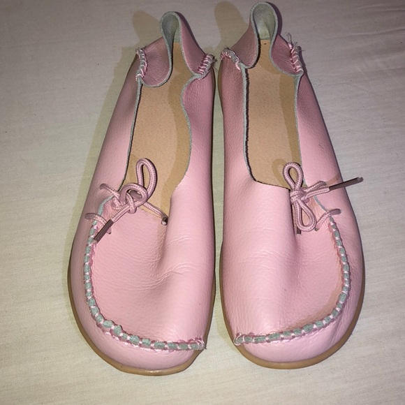 RETRO PINK LEATHER CHINESE HIKING SHOES SZ. 38 - Picture 1 of 6